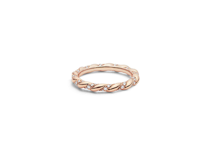 Rose Gold Plated CZ Studded Twisted Womens Ring